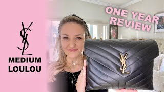 YSL Medium Loulou bag review 🤩  1 year unboxing  What’s in my Saint Laurent designer LouLou bag [upl. by Neraa]