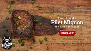 Filet Mignon Steak in Cast Iron Skillet  EASY STEAK RECIPE [upl. by Morell]