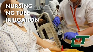 Nursing NG Tube Irrigation Demonstration [upl. by Nelyahs]