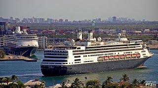 Holland America Lines MS ZAANDAM amp MS ROTTERDAM Arriving into Port Everglades  422020 [upl. by Kenyon]