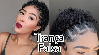 Penteado para cabelo curto cacheado  Como fazer trança fácil [upl. by Amre]