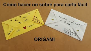 💌  SOBRE  💌 para CARTA FACIL ✅  Origami PASO A PASO [upl. by Ecinehs]