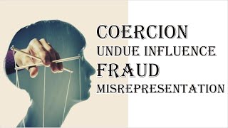 Coercion Undue Influence Fraud Misrepresentation  Indian Contract Act 1872  Law Guru [upl. by Anaidni617]