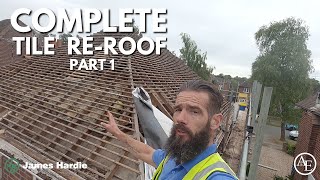 COMPLETE TILE REROOF PART 1 [upl. by Lunt]