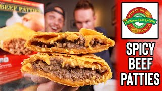 Eating Spicy Jamaican Beef Patties from Caribbean Food Delights [upl. by Nayve]