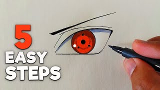 How To Draw The SHARINGAN Eye in Just 5 Easy Steps  ThreeTomoe Sharingan Tutorial [upl. by Lisle]