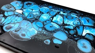 acrylic pouring  Center Swipe technique  black and blue [upl. by Llireva689]