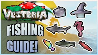 Vesteria  Fishing Guide Fish Locations and Headgears [upl. by Halivah]