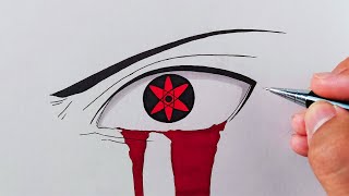 How To Draw Sasukes Mangekyou Sharingan  Step By Step Tutorial [upl. by Louis]