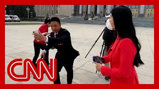 Member of Chinese parliament runs from CNNs questions [upl. by Trebor]