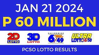 Lotto Result January 21 2024 9pm PCSO [upl. by Dimitris601]