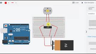 L293D DC motor and Arduino  Tinkercad simulation [upl. by Edouard]