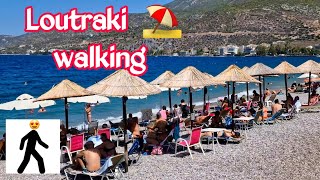 LOUTRAKI BEACH WALKING 2023 [upl. by Joacima]