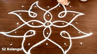 sikku kolam with 5X5 dots  easy rangoli designs  melikala muggulu designs with dots [upl. by Aileon]