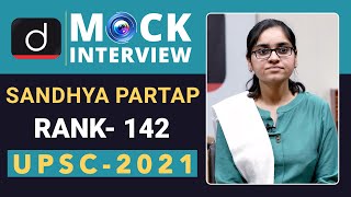 Sandhya Partap Rank142  UPSC 2021  English Medium  Mock Interview  Drishti IAS English [upl. by Inava]