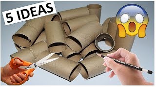 5 Manualidades Fáciles y Rápidas con ROLLOS DE PAPEL HIGIÉNICO O TUBOS DE CARTÓN [upl. by Nailimixam]