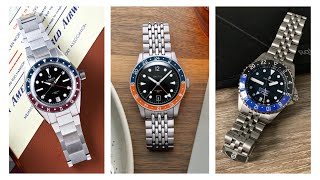 THE BEST AUTOMATIC GMT BELOW £1000  Lorier Hyperion v Baltic Aquascaphe v Steinhart Ocean 39 [upl. by Yrallam]