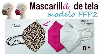 DIY Mascarilla de tela reutilizable modelo FFP2Tejido hidrófugo PATRÓN descargable Paso a paso [upl. by Zondra]