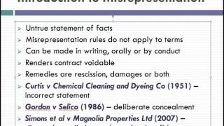 Misrepresentation Lecture 1 of 4 [upl. by Nelrsa]