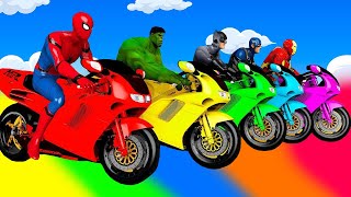 الأبطال الخارقين على القضبان دوامة قمع جسر 🏍️🐱‍SPIDER MANon Motorcycle in Spiral Bridge Stunt Rid [upl. by Fiedler]