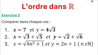 Lordre dans R  la comparaison  Tronc commun  Exercice très important [upl. by Rolecnahc]