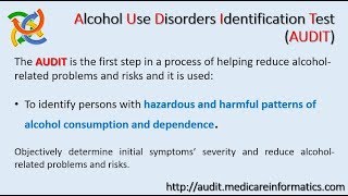 Alcohol Use Disorders Identification Test AUDIT [upl. by Sueaddaht]