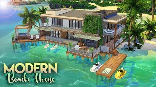 The Sims 4 Island Living  MODERN BEACH HOUSE  NO CC Speed Build [upl. by Ardine746]