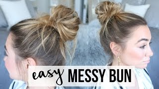 EASY MESSY BUN TUTORIAL  FINE THIN HAIR [upl. by Niawtna]