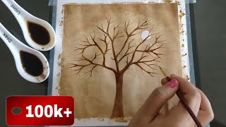 Easy coffee painting for beginner  Simple coffee Art [upl. by Mccutcheon]